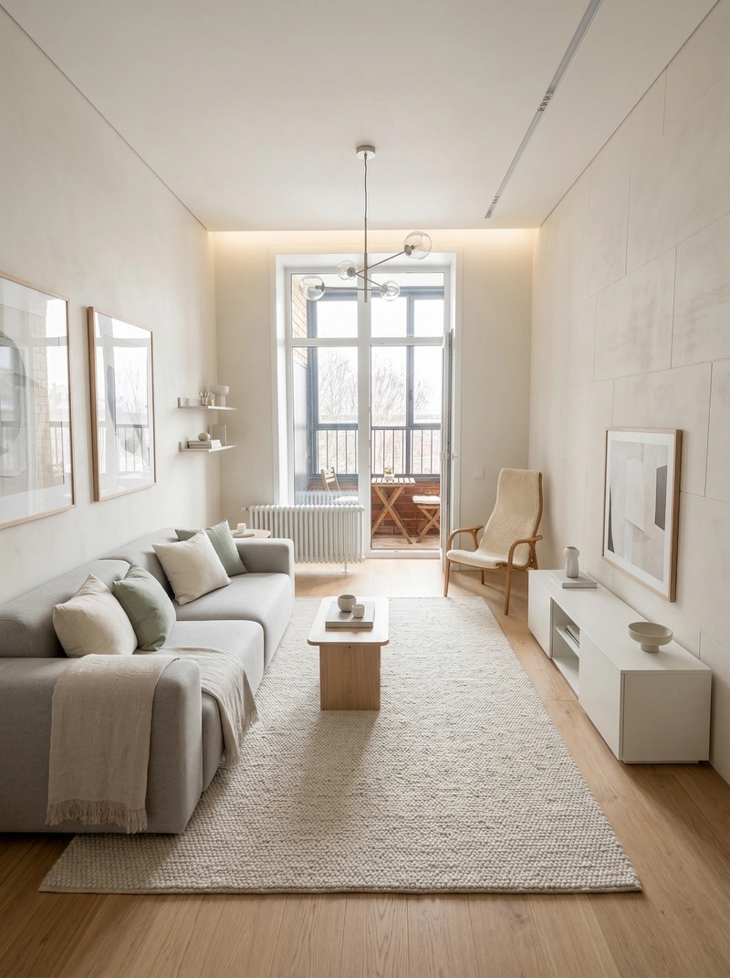 Дизайн гостиной в стиле Сканди — фото интерьера от нейросети RoomGPT