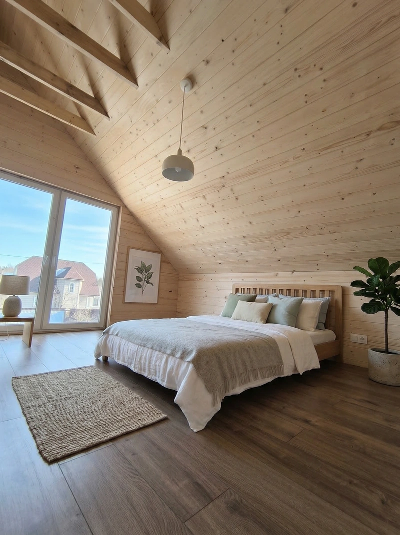 Дизайн спальни в стиле Сканди — фото интерьера от нейросети RoomGPT