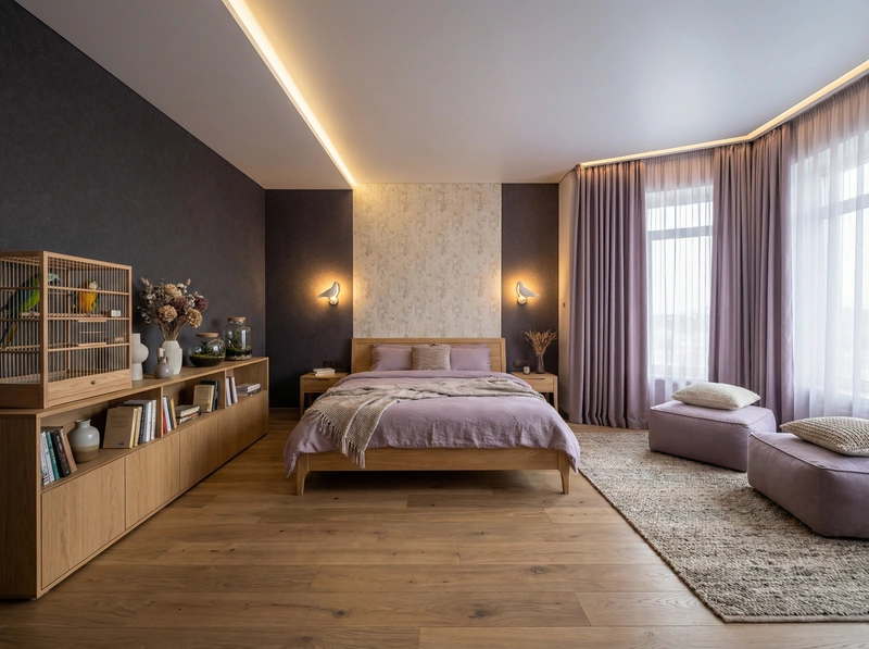 Дизайн спальни в стиле Japandi — фото интерьера от нейросети RoomGPT