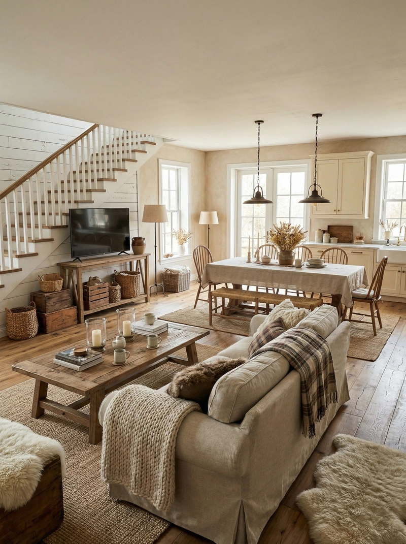 Дизайн интерьера в стиле Хюгге — Гостиная от нейросети RoomGPT