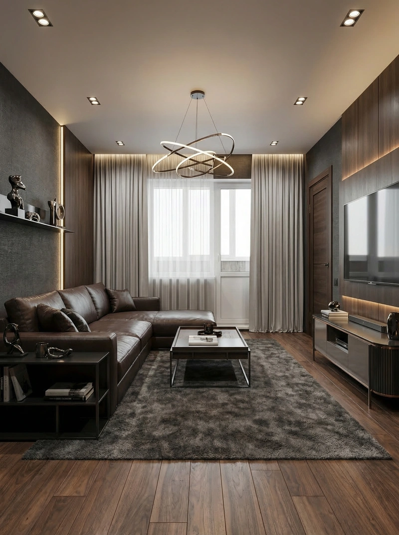 Дизайн гостиной в стиле Блэктэк — фото интерьера от нейросети RoomGPT