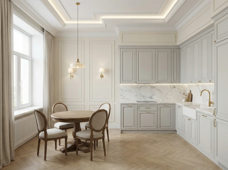 Дизайн интерьера в стиле Классика — Кухня от нейросети RoomGPT