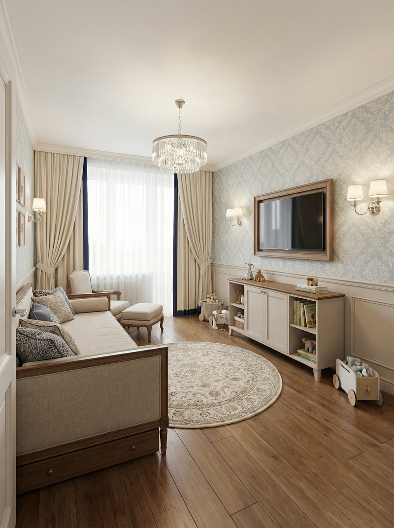 Дизайн интерьера в стиле Классика — Детская от нейросети RoomGPT