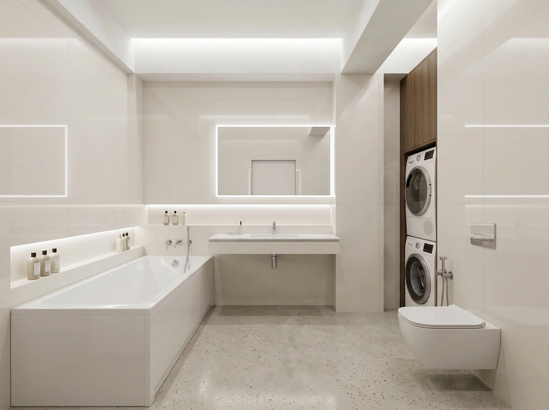 Дизайн ванной в стиле Контемпорари — фото интерьера от нейросети RoomGPT