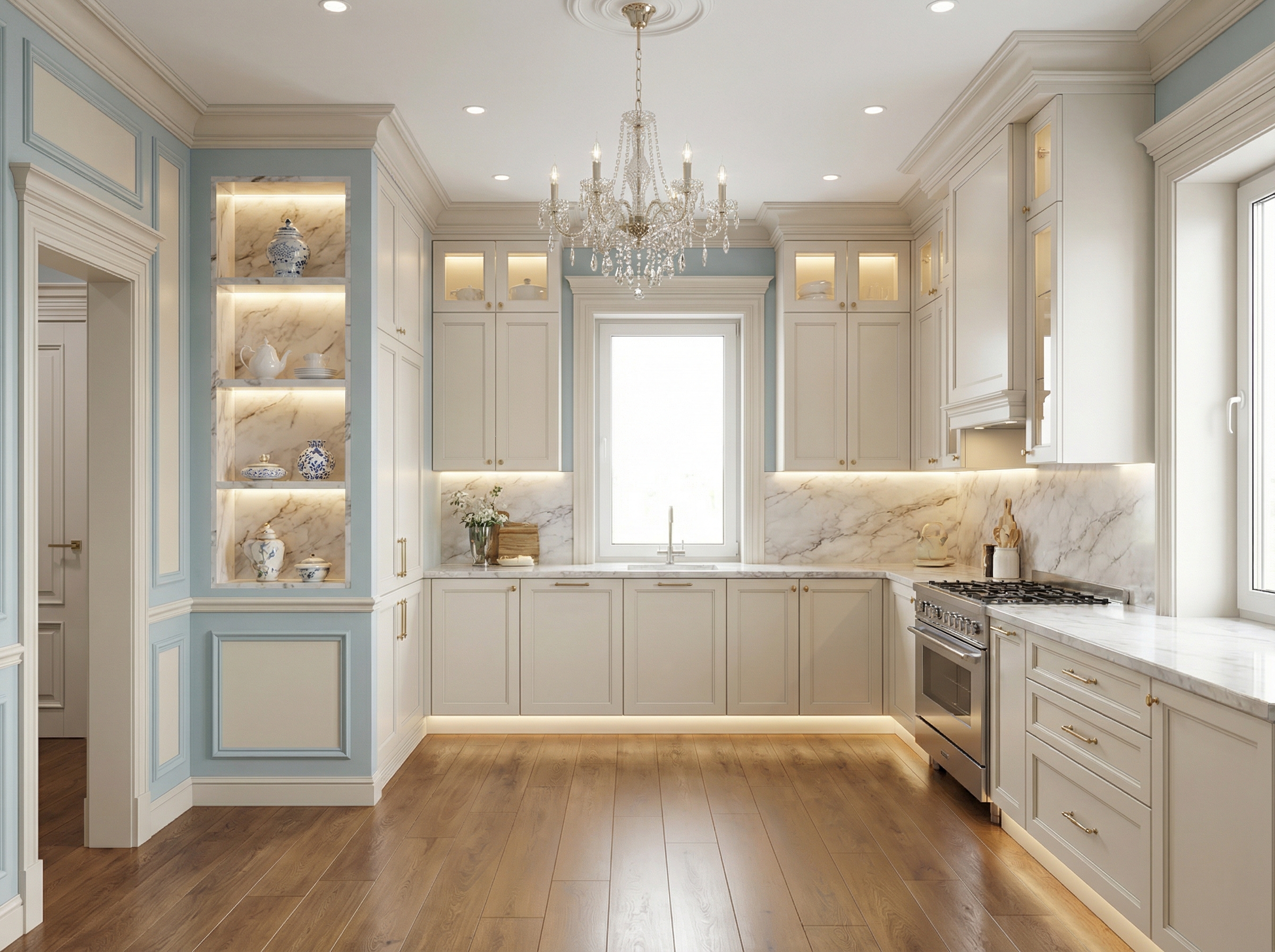 Дизайн кухни в стиле Классика — фото интерьера от нейросети RoomGPT