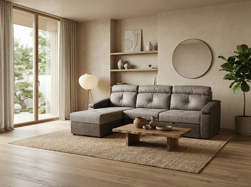 Дизайн гостиной в стиле Japandi — фото интерьера от нейросети RoomGPT