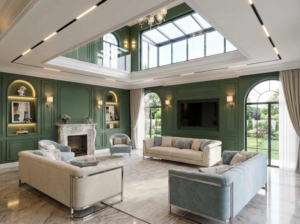 Дизайн гостиной в стиле Классика — фото интерьера от нейросети RoomGPT