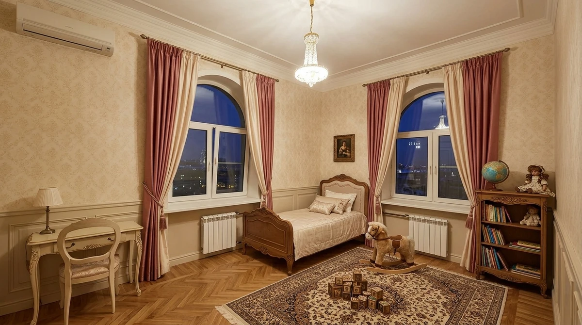 Дизайн интерьера в стиле Классика — Детская от нейросети RoomGPT