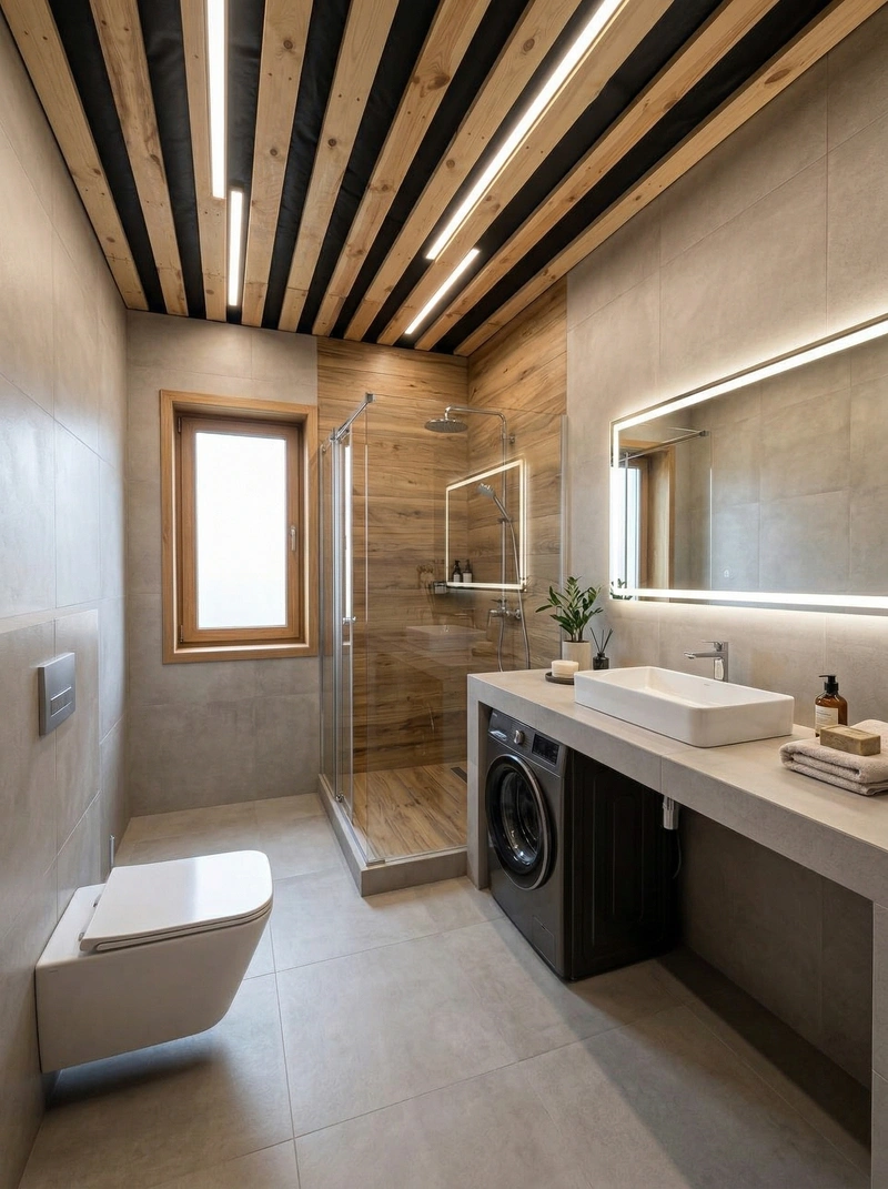 Дизайн ванной в стиле Контемпорари — фото интерьера от нейросети RoomGPT