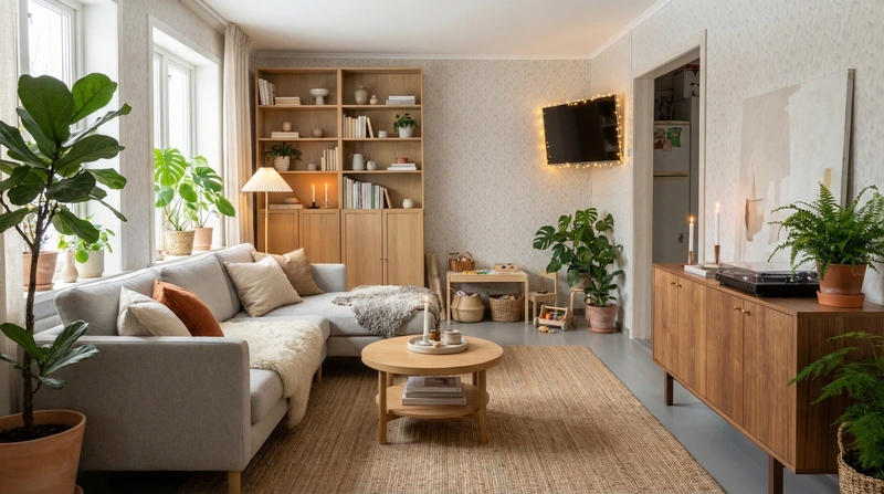 Дизайн интерьера в стиле Хюгге — Гостиная от нейросети RoomGPT