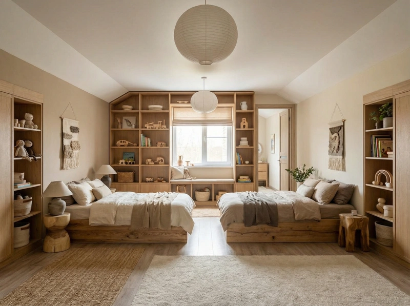 Дизайн детской в стиле Japandi — фото интерьера от нейросети RoomGPT