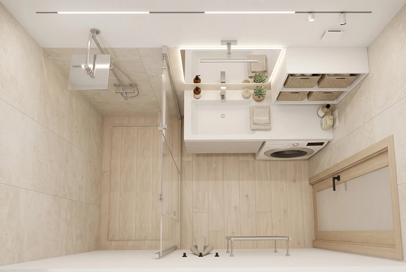 Дизайн ванной в стиле Сканди — фото интерьера от нейросети RoomGPT