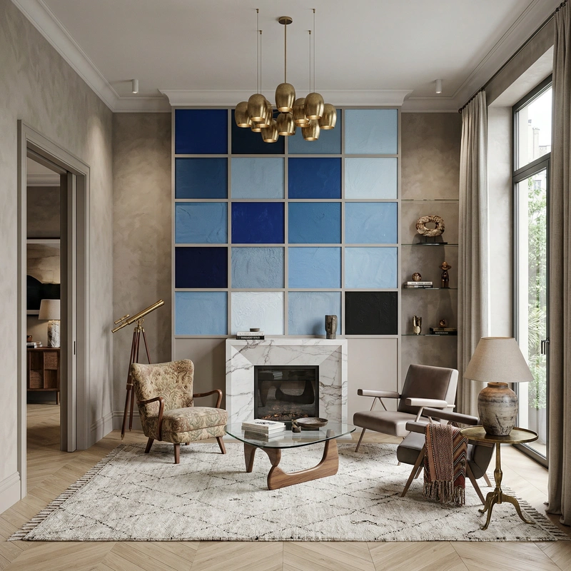 Дизайн интерьера в стиле Эклектика — Гостиная от нейросети RoomGPT