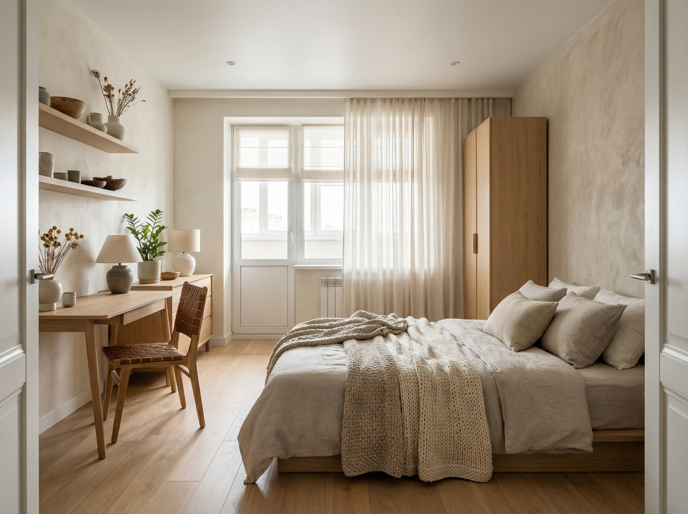 Дизайн гостиной в стиле Japandi — фото интерьера от нейросети RoomGPT