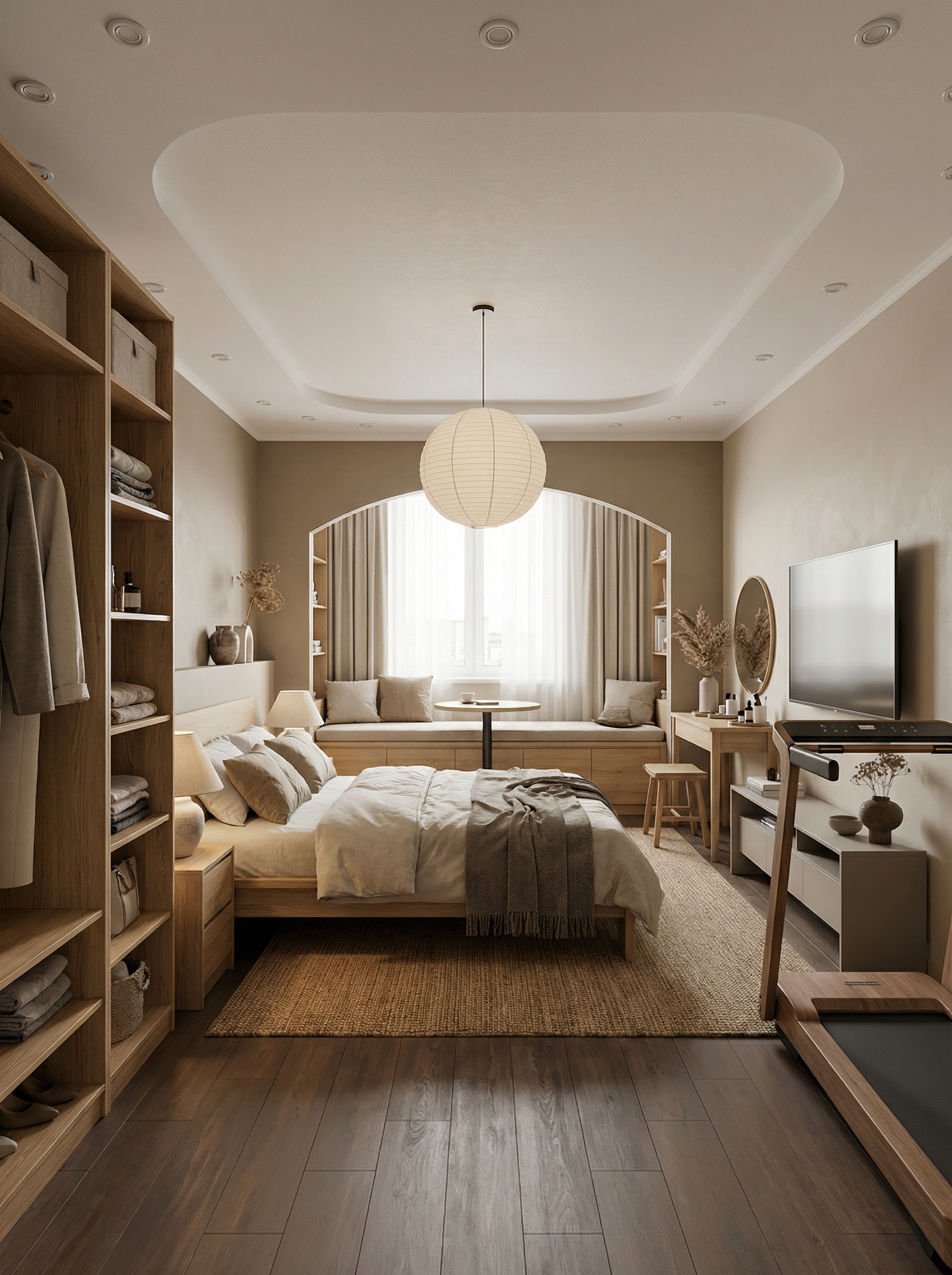 Дизайн спальни в стиле Japandi — фото интерьера от нейросети RoomGPT