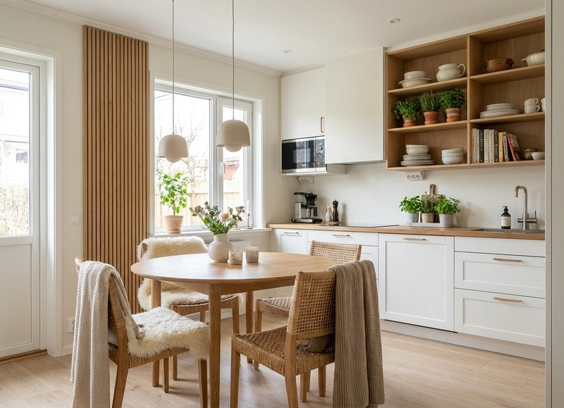 Дизайн интерьера в стиле Хюгге — Кухня от нейросети RoomGPT