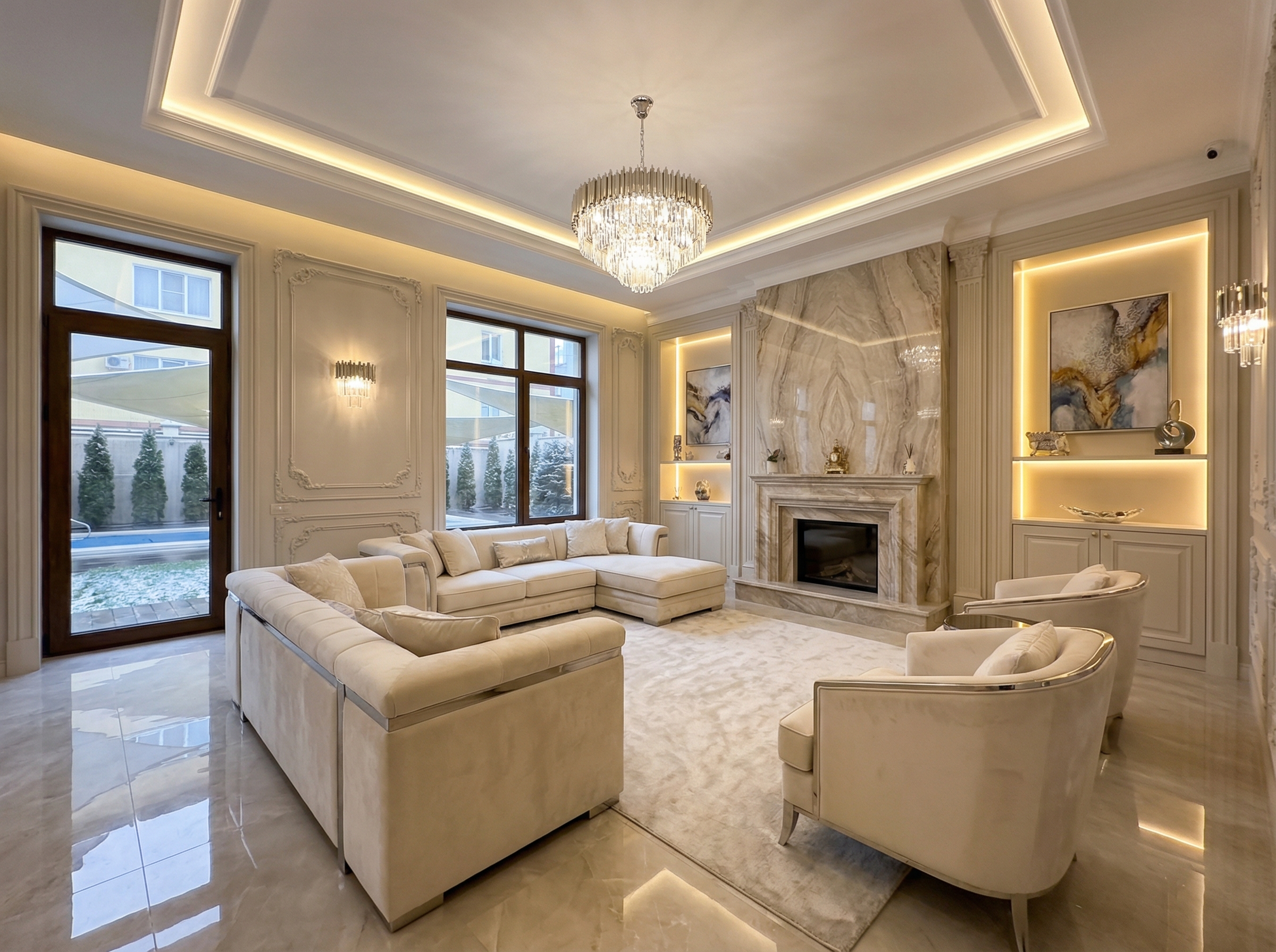 Дизайн гостиной в стиле Классика — фото интерьера от нейросети RoomGPT