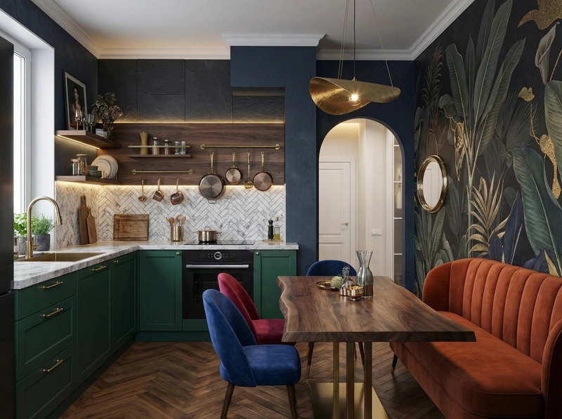 Дизайн интерьера в стиле Эклектика — Кухня от нейросети RoomGPT