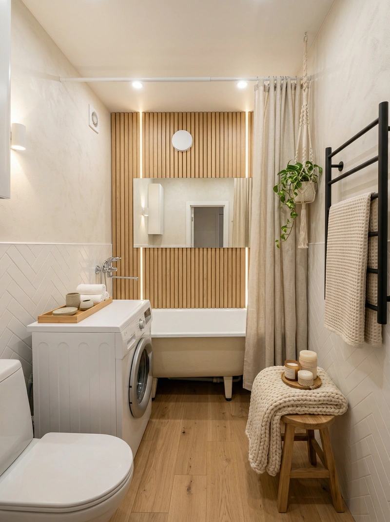 Дизайн интерьера в стиле Хюгге — Ванная от нейросети RoomGPT