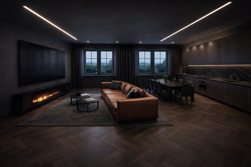 Дизайн интерьера в стиле Блэктэк — Гостиная от нейросети RoomGPT