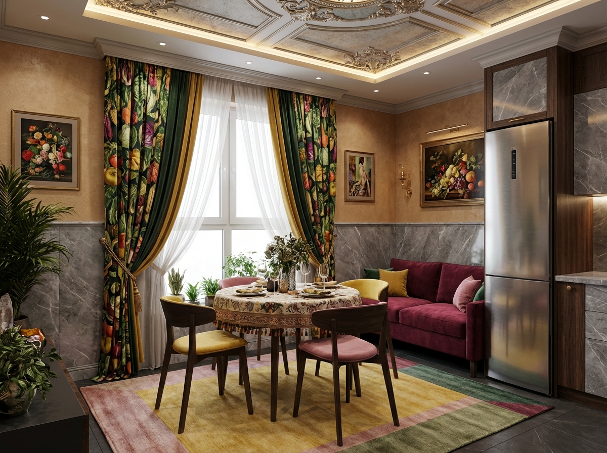 Дизайн гостиной в стиле Эклектика — фото интерьера от нейросети RoomGPT