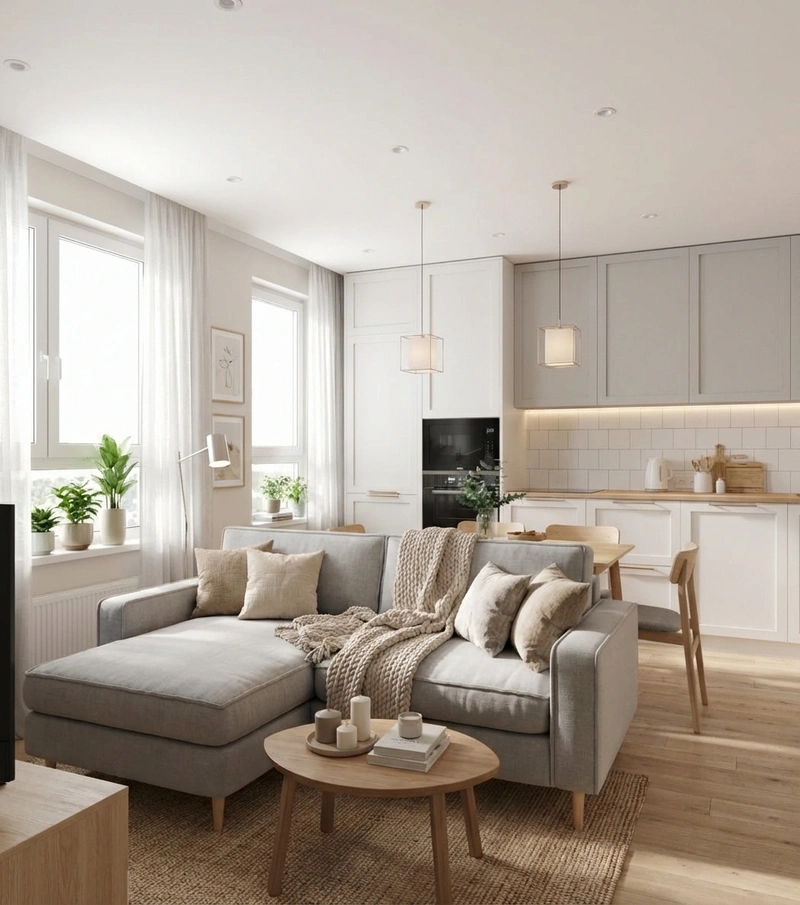 Дизайн интерьера в стиле Хюгге — Гостиная от нейросети RoomGPT