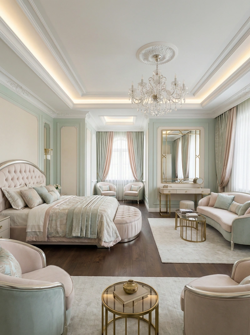 Дизайн интерьера в стиле Неоклассика — Спальня от нейросети RoomGPT