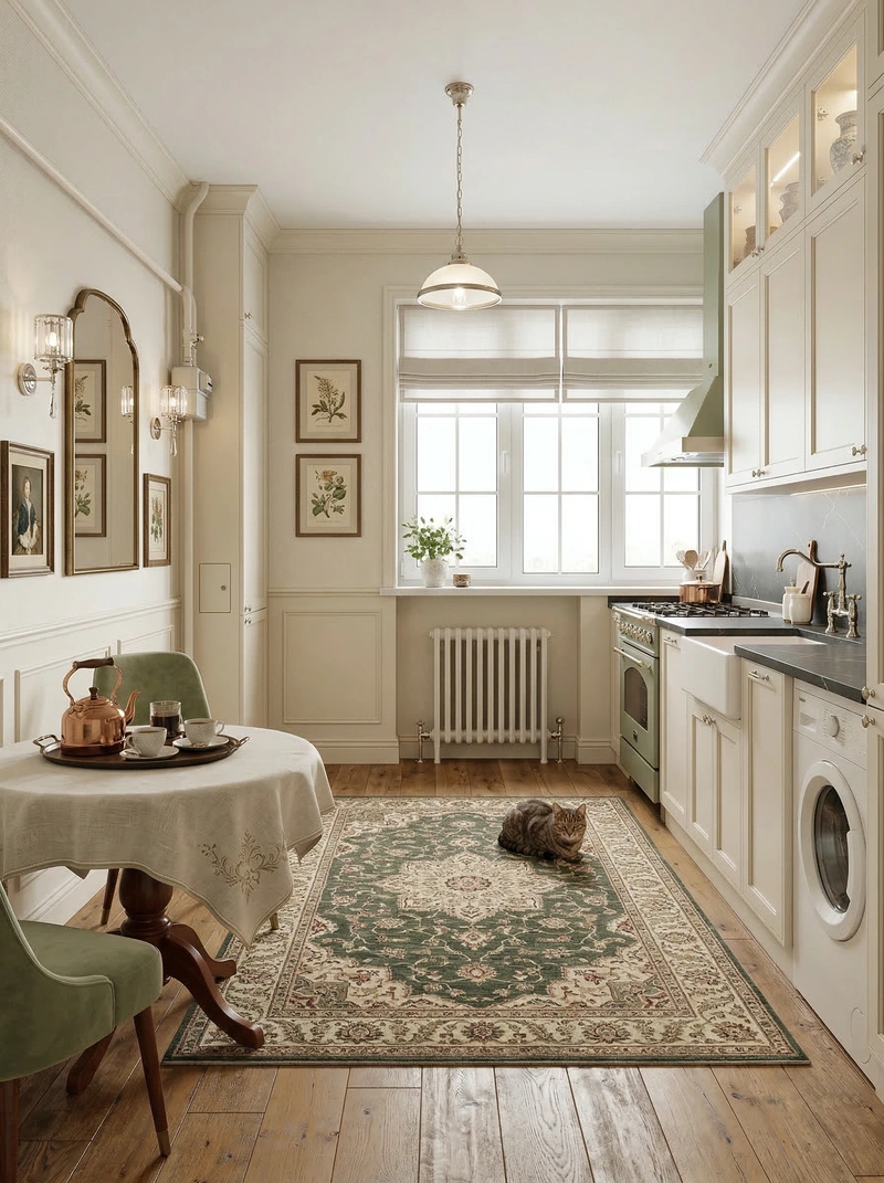 Дизайн кухни в стиле Классика — фото интерьера от нейросети RoomGPT