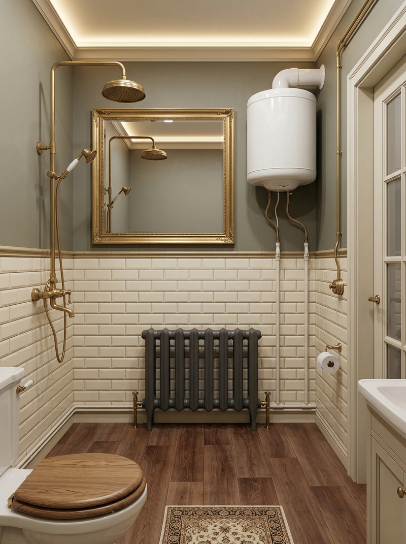 Дизайн ванной в стиле Классика — фото интерьера от нейросети RoomGPT