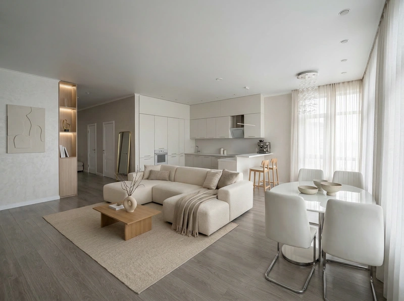 Дизайн интерьера в стиле Минимализм — Гостиная от нейросети RoomGPT