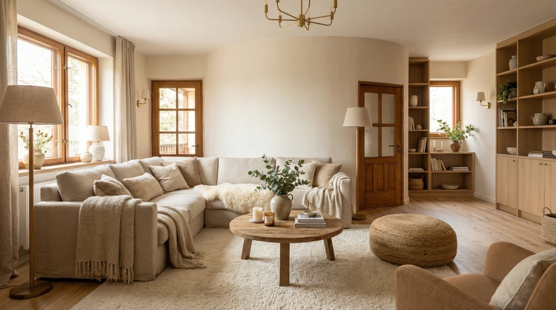 Дизайн интерьера в стиле Хюгге — Гостиная от нейросети RoomGPT