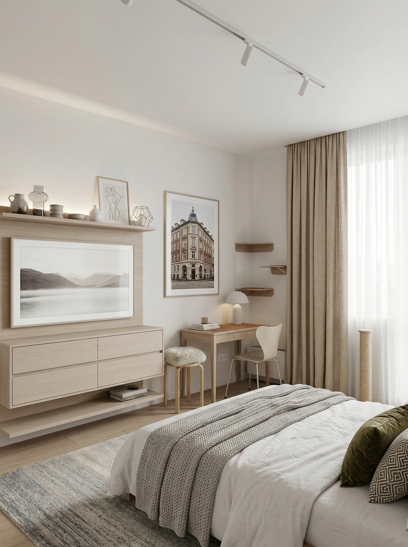 Дизайн интерьера в стиле Сканди — Спальня от нейросети RoomGPT