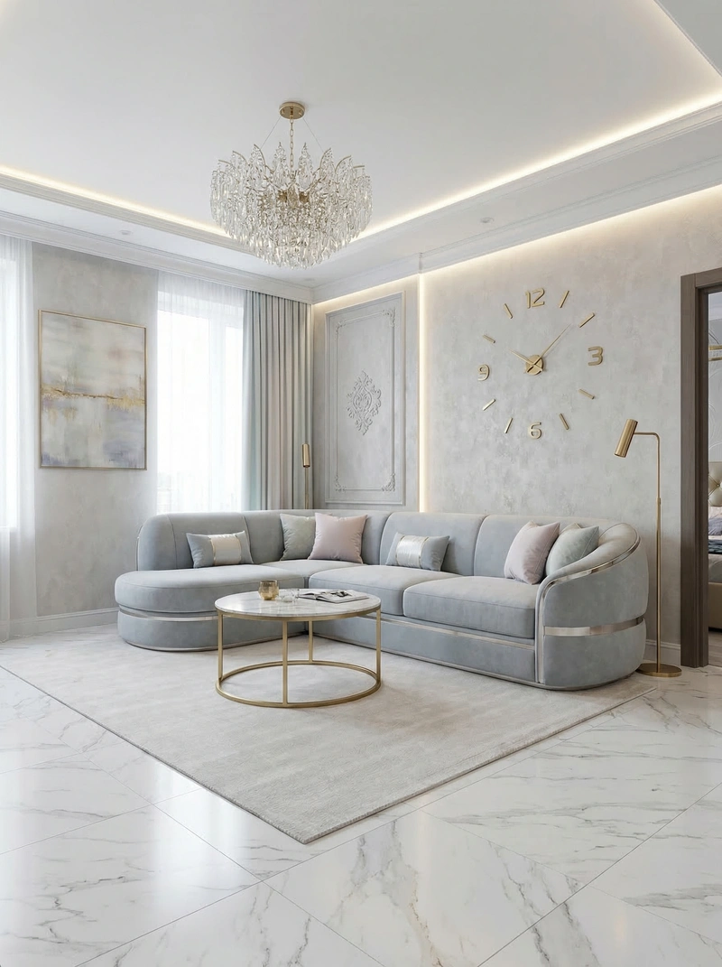 Дизайн интерьера в стиле Неоклассика — Гостиная от нейросети RoomGPT