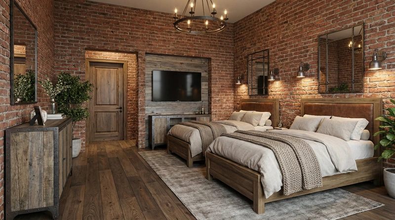 Дизайн интерьера в стиле Лофт — Спальня от нейросети RoomGPT