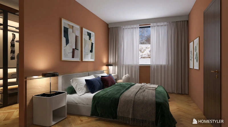 Дизайн спальни в стиле Британский — фото интерьера от нейросети RoomGPT