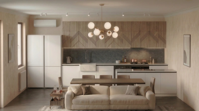 Дизайн гостиной в стиле Контемпорари — фото интерьера от нейросети RoomGPT