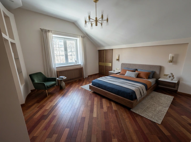 Дизайн спальни в стиле Контемпорари — фото интерьера от нейросети RoomGPT