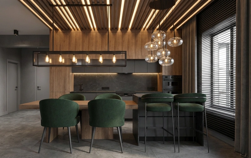 Дизайн интерьера в стиле Контемпорари — Кухня от нейросети RoomGPT