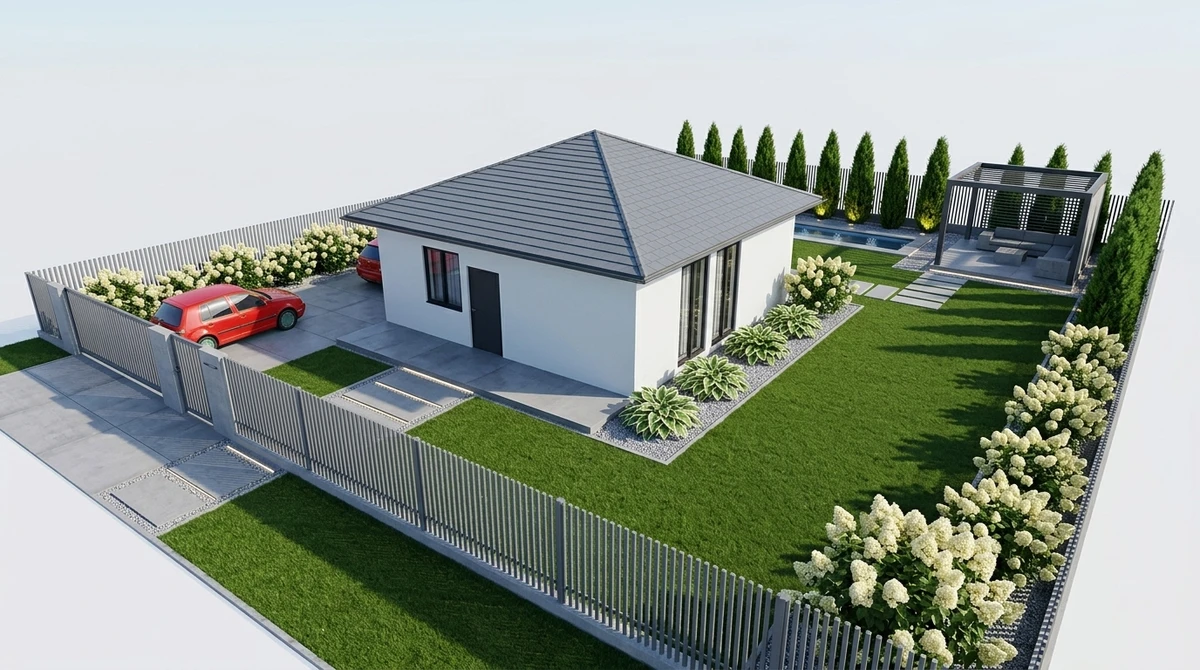 Ландшафтный дизайн в стиле Минимализм — Участок от нейросети RoomGPT