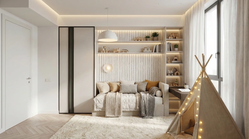 Дизайн детской в стиле Хюгге — фото интерьера от нейросети RoomGPT