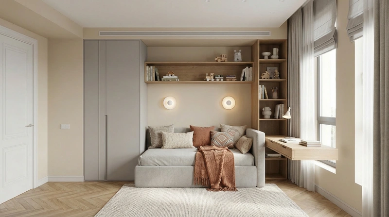 Дизайн детской в стиле Минимализм — фото интерьера от нейросети RoomGPT