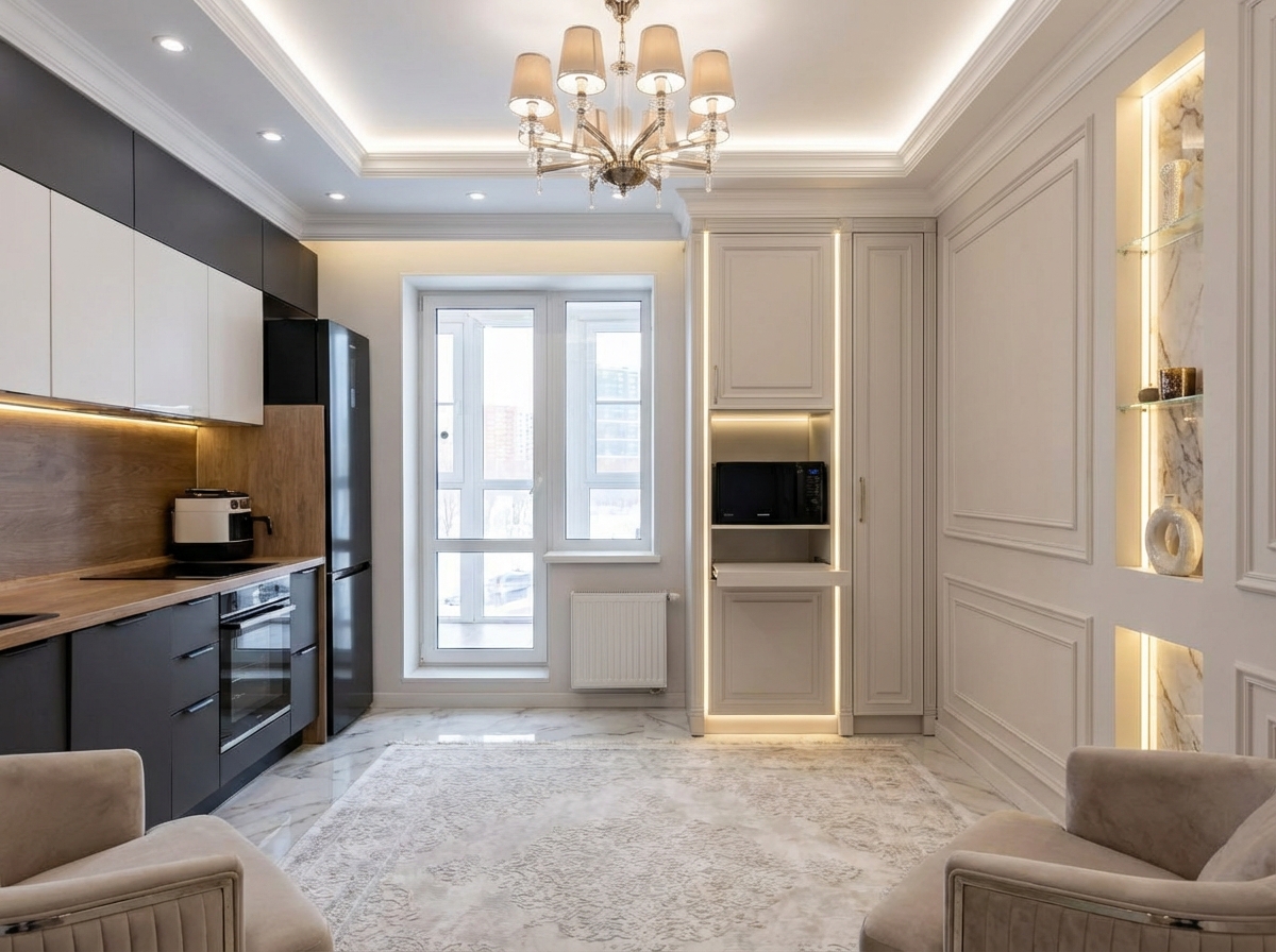 Дизайн гостиной в стиле Классика — фото интерьера от нейросети RoomGPT