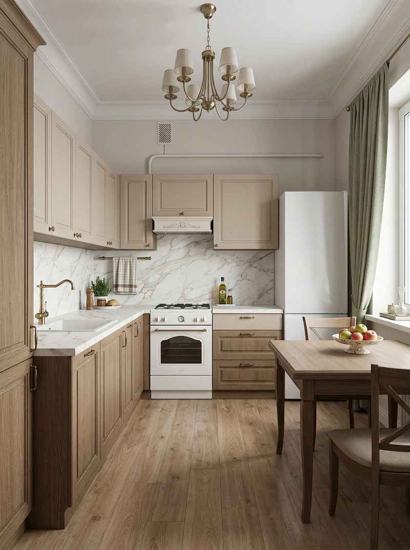 Дизайн интерьера в стиле Классика — Кухня от нейросети RoomGPT