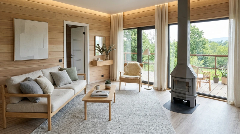 Дизайн гостиной в стиле Хюгге — фото интерьера от нейросети RoomGPT