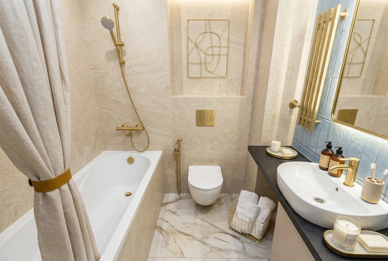 Дизайн ванной в стиле Сканди — фото интерьера от нейросети RoomGPT