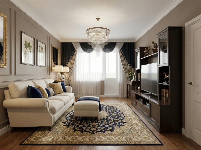 Дизайн интерьера в стиле Классика — Гостиная от нейросети RoomGPT