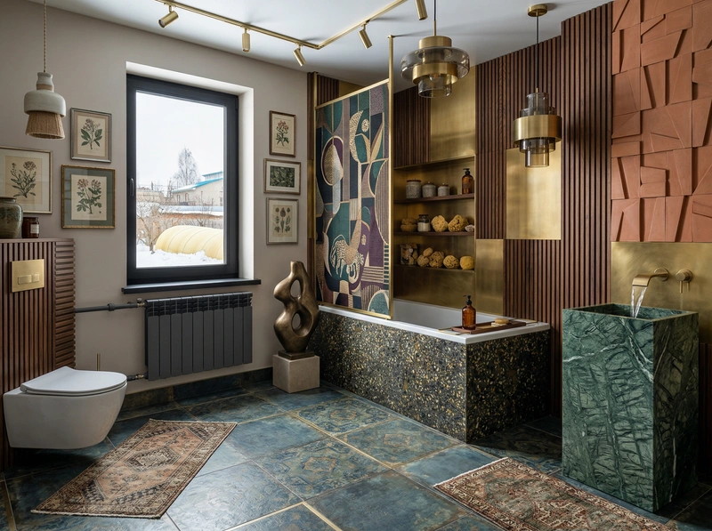 Дизайн интерьера в стиле Эклектика — Ванная от нейросети RoomGPT