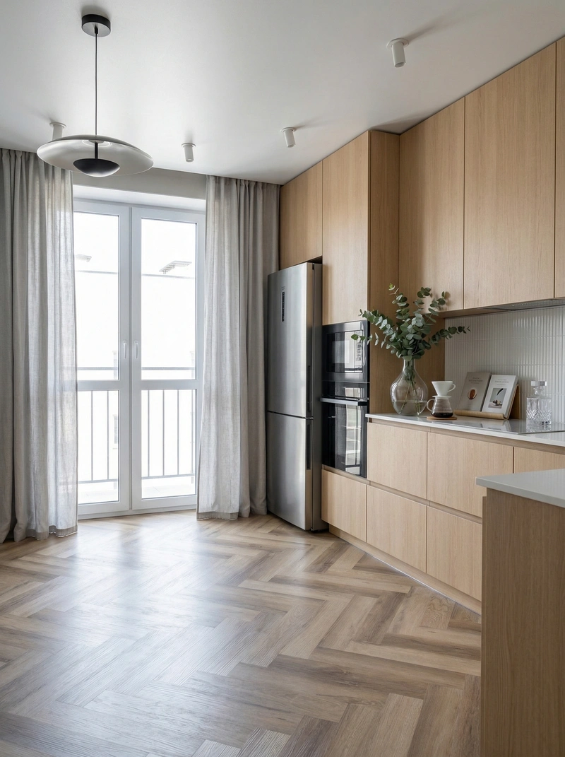 Дизайн кухни в стиле Сканди — фото интерьера от нейросети RoomGPT