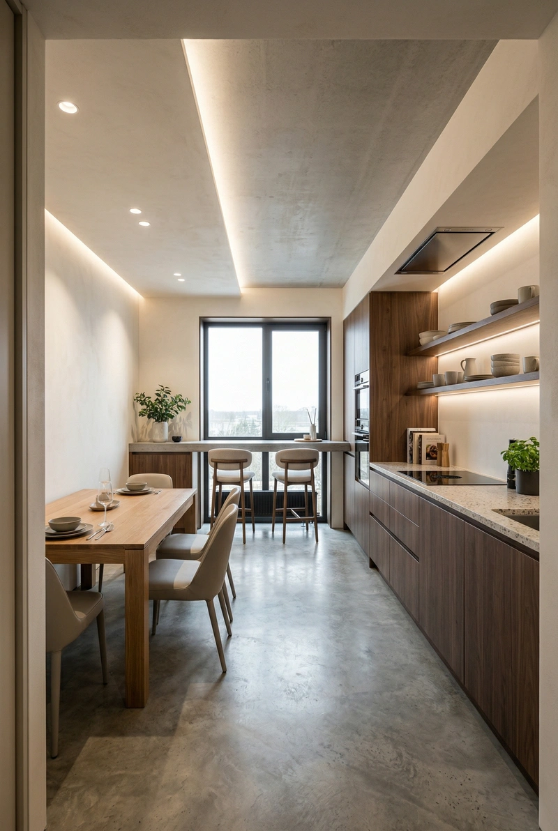 Дизайн кухни в стиле Контемпорари — фото интерьера от нейросети RoomGPT