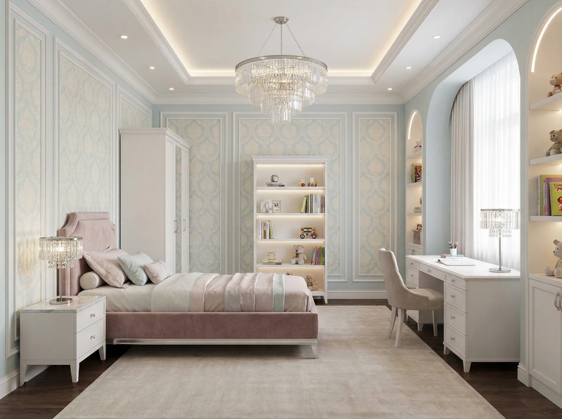 Дизайн детской в стиле Классика — фото интерьера от нейросети RoomGPT